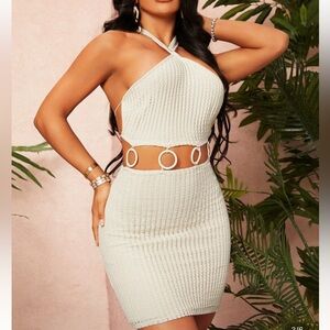 Elegant Cream Halter Dress